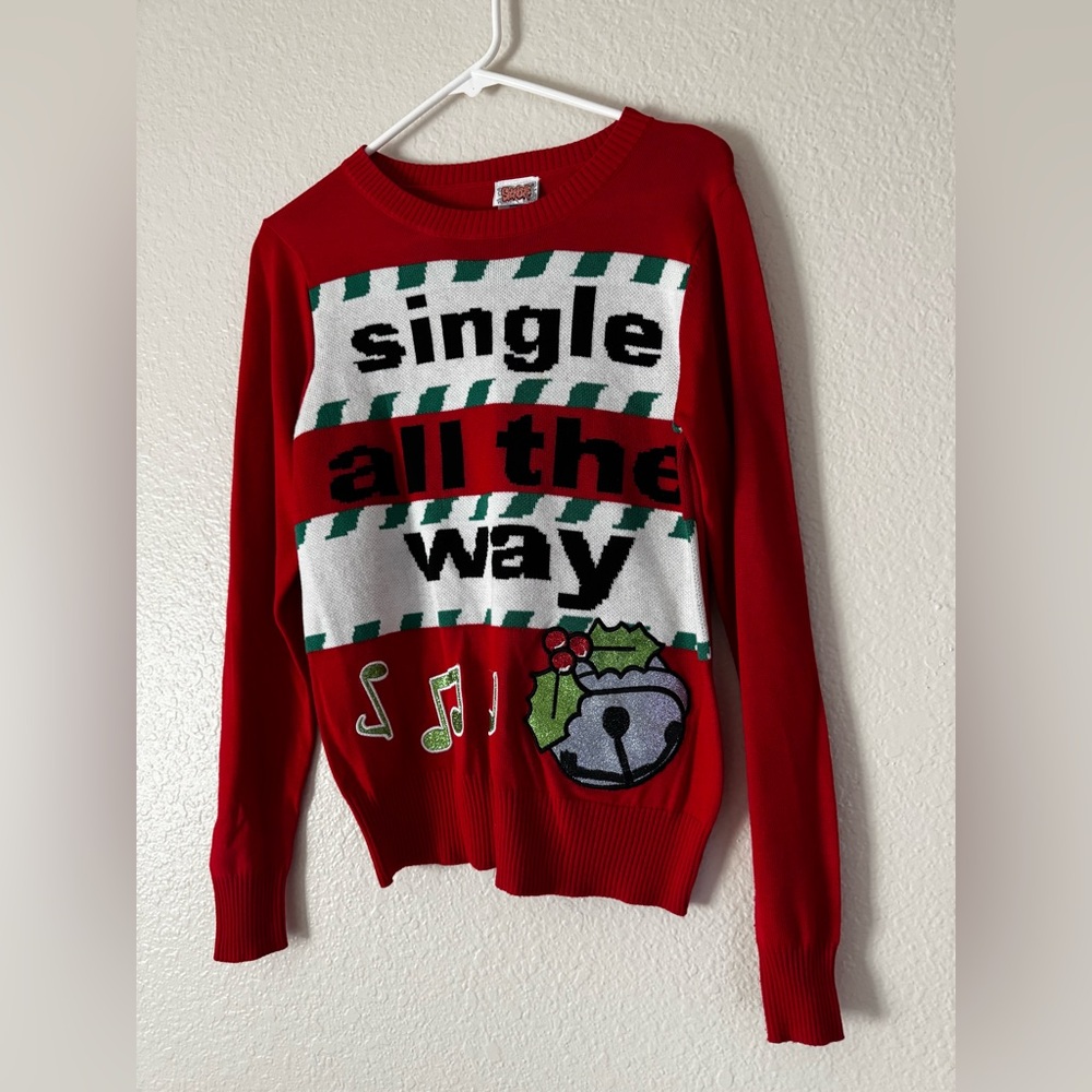Women's Spencer's Red Festive Ugly Sweater with Music